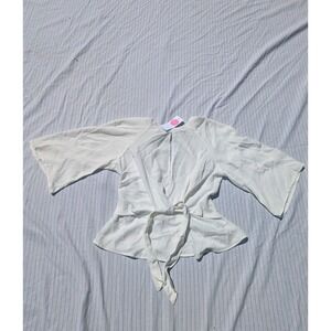 Alythea White Blouse Bow Whimsical‎ Women's Size Small Style ATYT10